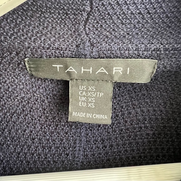 Tahari Wrap Cardigan Sweater Cowl-neck Navy - Picture 3 of 12